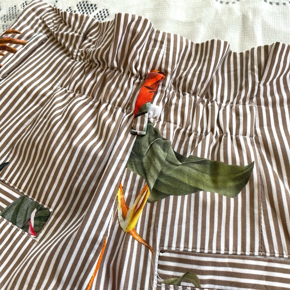 Zara Brown Striped Floral Pants - Picture 6 of 10